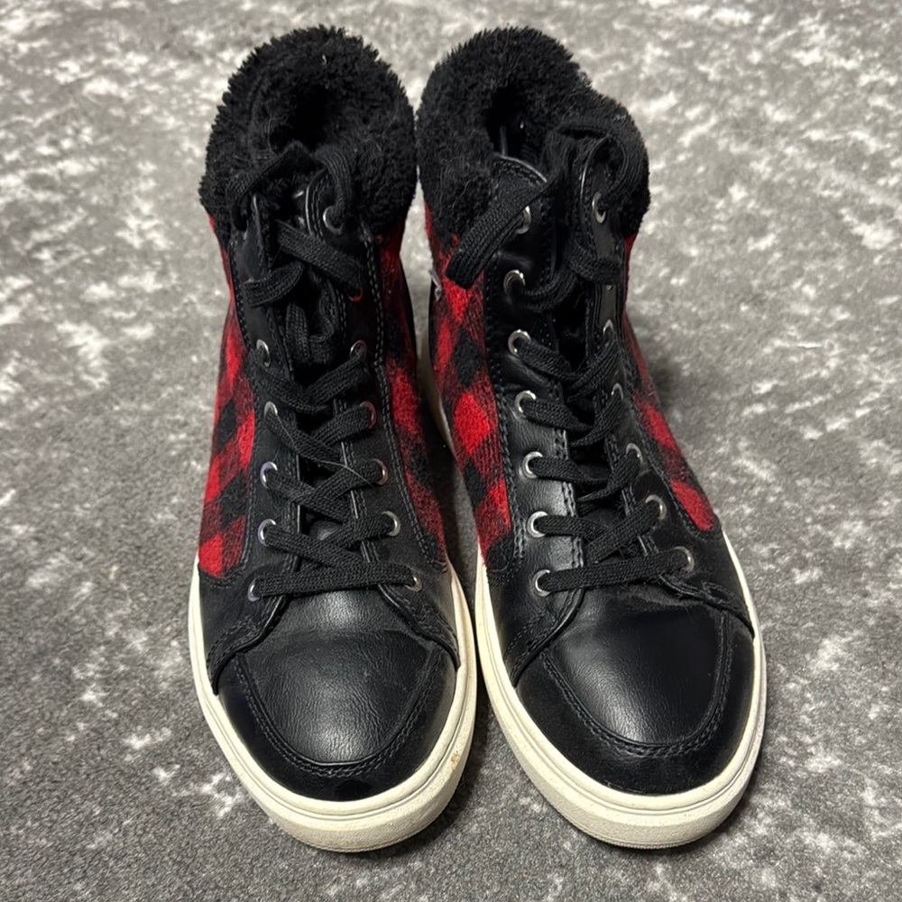 Marc Fisher Red and Black High-Top Sneakers